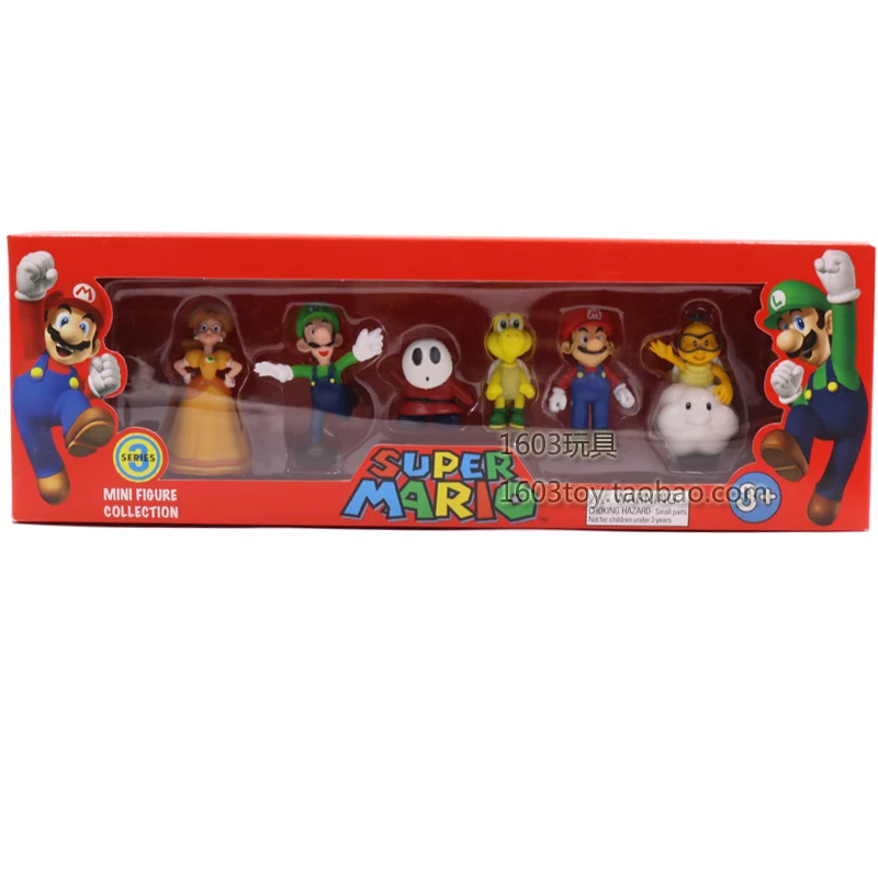 Lot de 6 figurines Super Mario Bros en PVC, 3-7cm, Luigi, Yoshi, Matkey Kong,  jouets pour enfants, cadeaux d'anniversaire