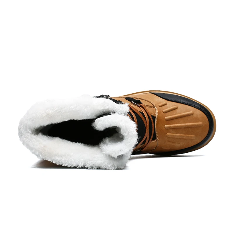 Мужские ботинки зимние ботинки сохраняющие тепло толстые плюшевые ботинки большого размера на шнуровке с высоким берцем мужская обувь на толстой нескользящей подошве