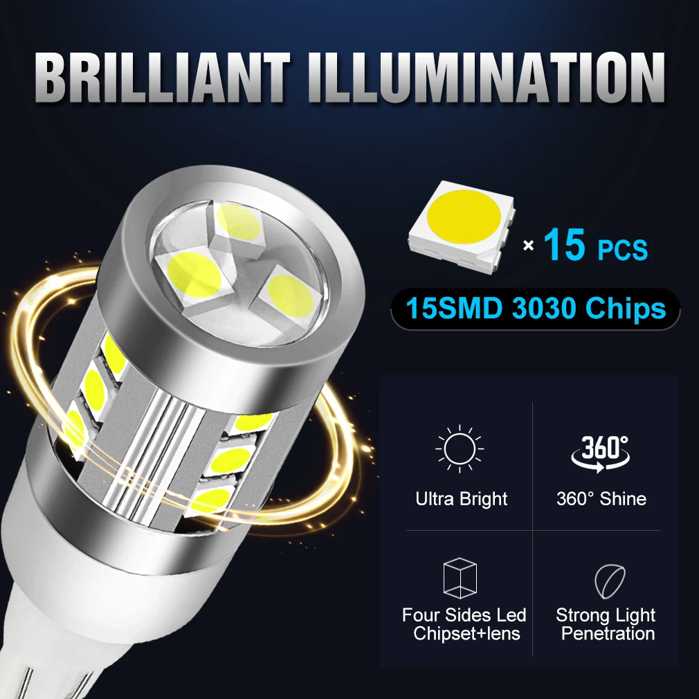 2pcs T15 W16W 921 912 T16 902 LED    3030 Ĩ   1200LM ڵ      ü