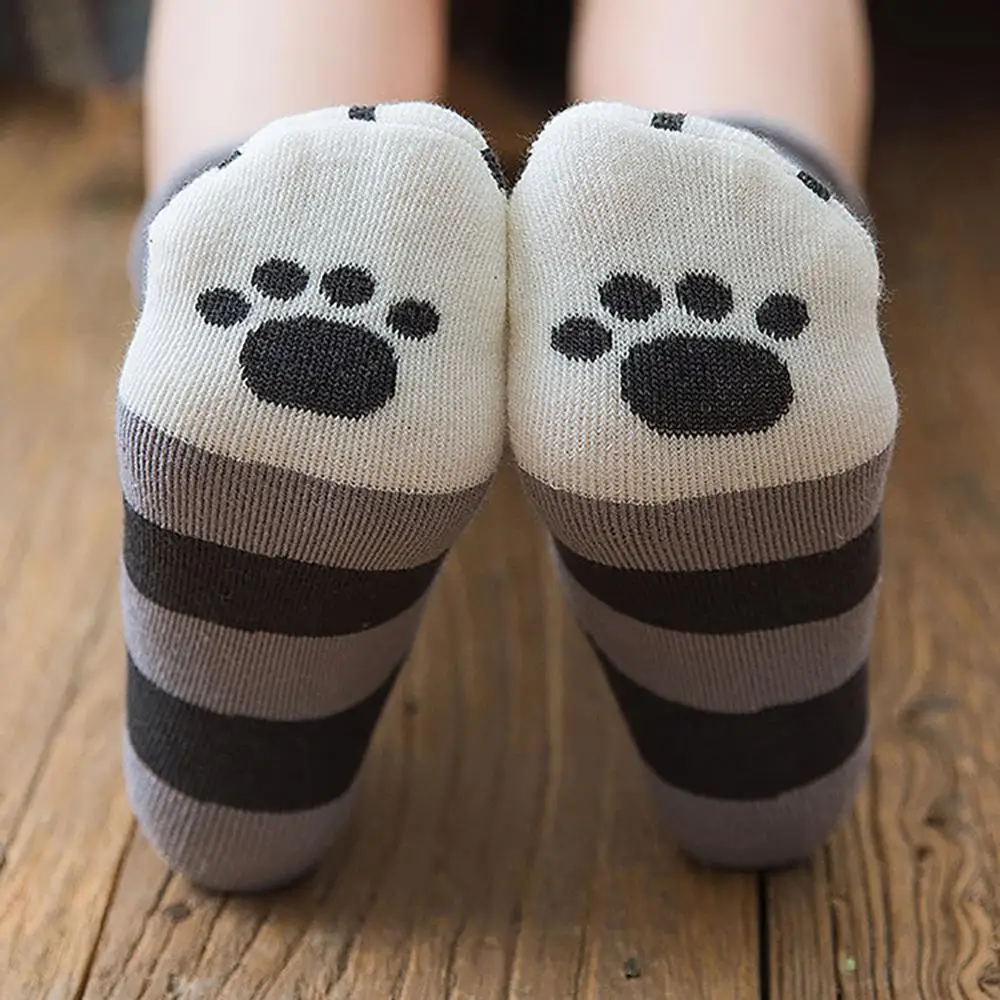 Мягкие женские носки, модная симпатичная кошачья лапа, коралловые носки, новые милые носки с животными для девочек, утепленные носки для женщин средней длины Meias