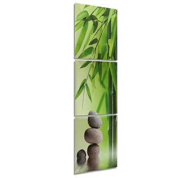 

New 3Pcs Zen Bamboo Stone HD Picture Painting Modern Art Wall Decor Unframed Green