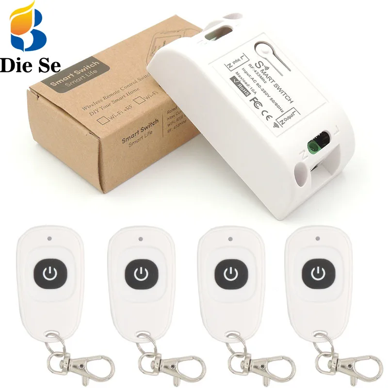 

Wireless Switch Lamp Controller AC 220V 10A 2200W 1CH 433 MHz RF Relay remote control and Transmitter for Lighting & door System