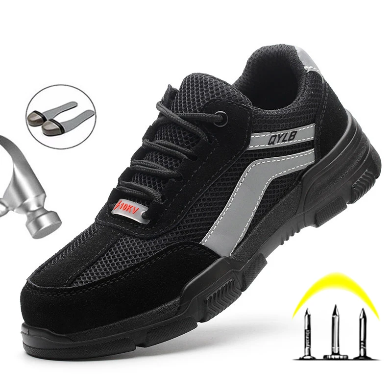 ZAPATOS DE TRABAJO antideslizantes para hombre, botas de seguridad con puntera de acero antiperforación, transpirables, 2021