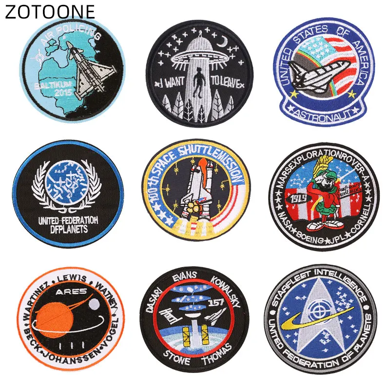 ZOTOONE нашивка с круглым значком для одежды джинсы ракета планеты вышитые нашивки