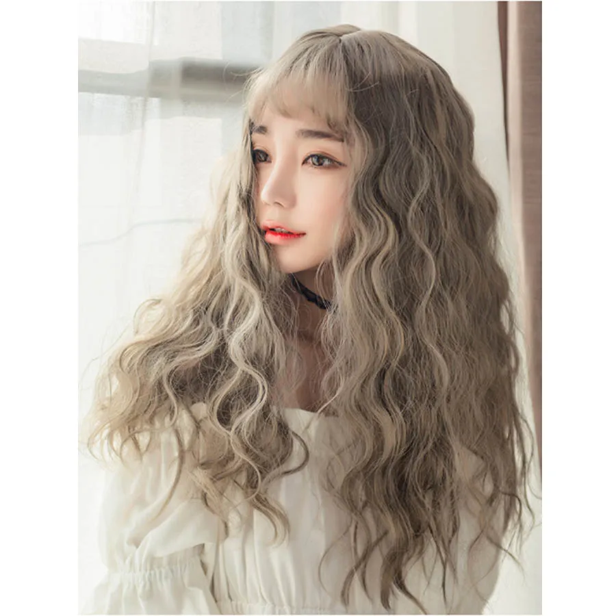Gentle Sister Lolita Long Curly Hair Corn Silk Wig Student Girl