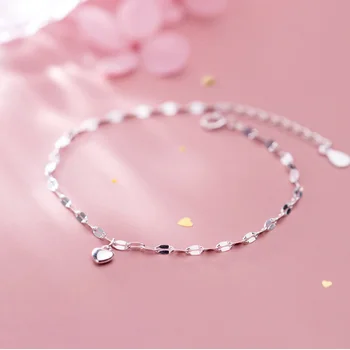 

Sweet lovely bell anklet 925 sterling silver heart Bracelet for ladies cute jewelry Ladies Silver Anklets Bracelet Chain