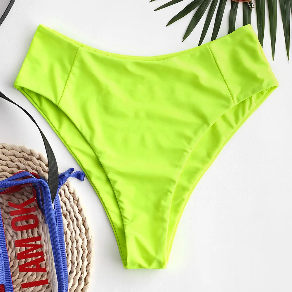 ZAFUL Seam High Waisted Bikini Bottom One Piece Swimsuit Panties Underwear Side Ties Brazilian Thong Ladies Bottoms Short 2020