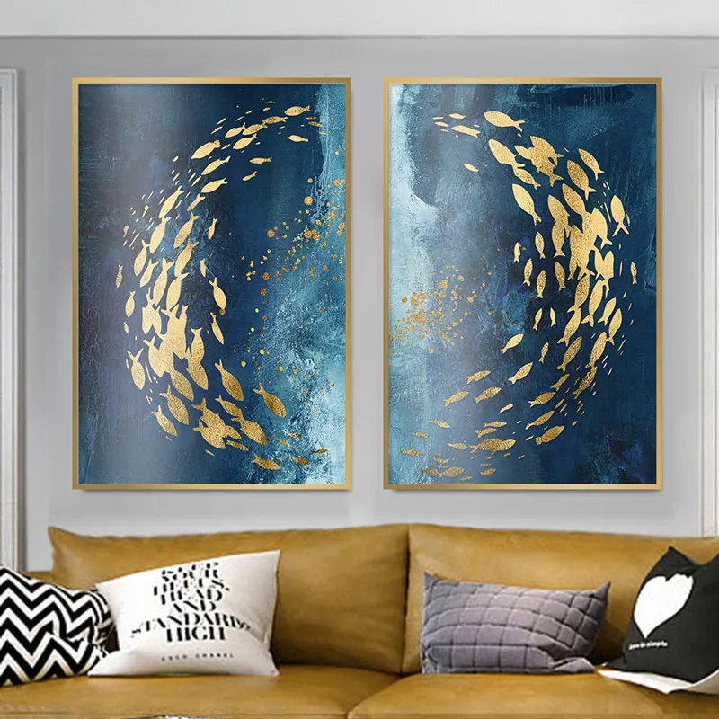 Modern-Abstract-Nordic-Style-Wall-Art-Canvas-Painting-Golden-Fish-Blue-Sea-Poster-Home-Decoration-Wall (5)