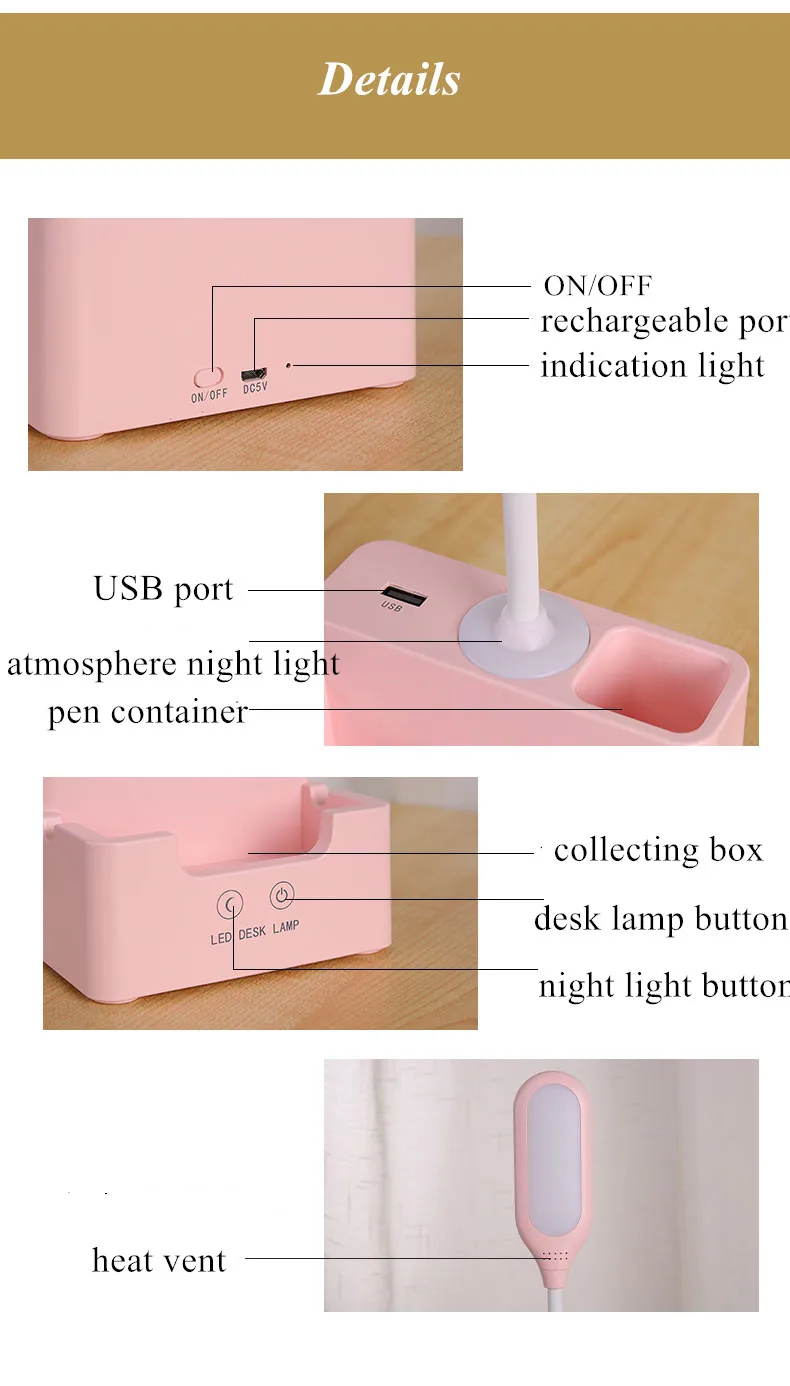 0- Светодиодная лампа и регулируемой яркостью и датчиком касания настольная лампа USB перезаряжаемая регулировка для детей Дети чтения настольная прикроватная Спальня Гостиная