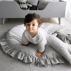 Tapis de sol rond pour bébé, jouet nordique en coton doux, rembourré pour nouveau né, rampant, décor de chambre 