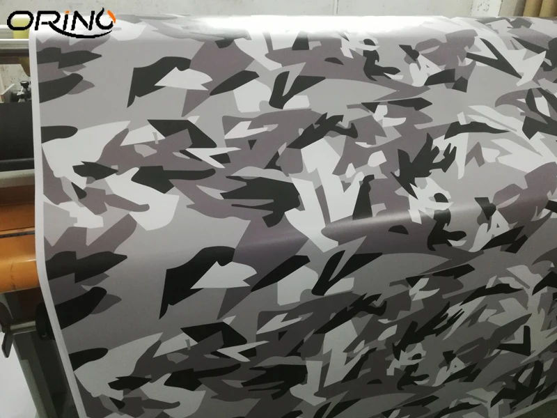Black Grey White Camo Vinyl Film Wrap-1