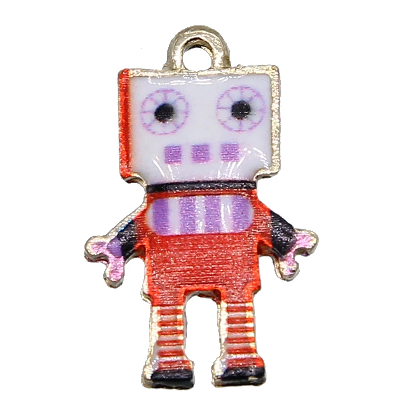 5 шт. 14*22 мм Корея DIY Ювелирные изделия эмаль робот Подвески печать узорные сплав