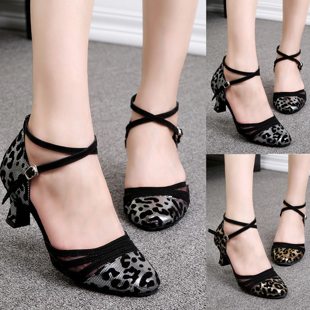 leopard print mid heel sandals
