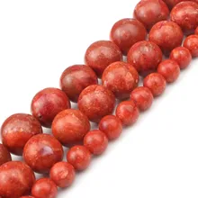 Натуральные красные коралловые каменные бусины для Аксессуары для ювелирных изделий 6 8 10 12 мм DIY женский браслет ожерелье 15 дюймов