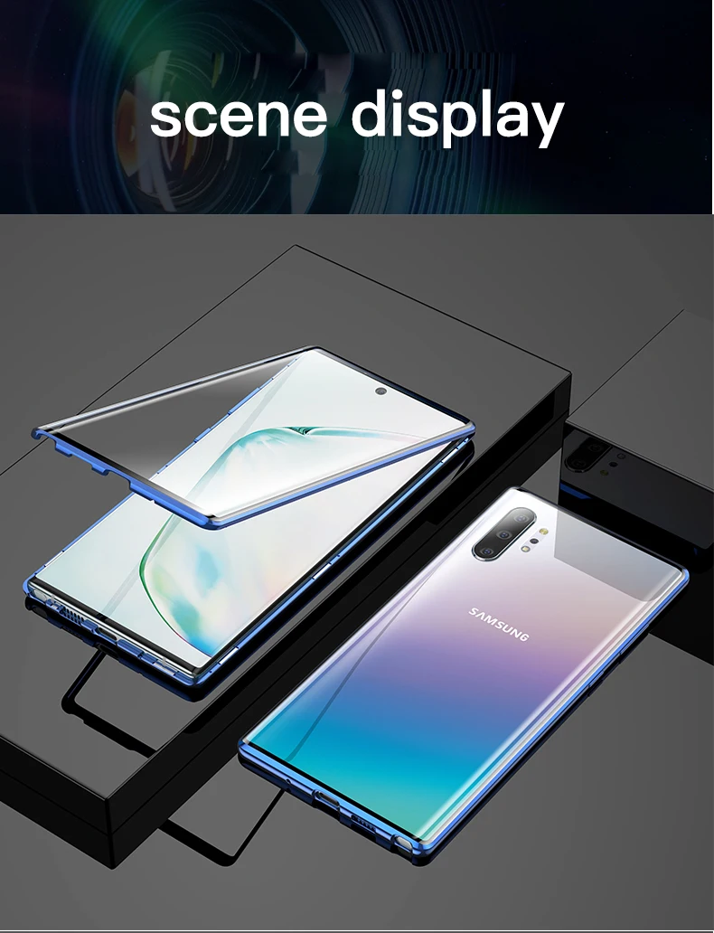 Магнитный металлический стеклянный чехол для телефона samsung Galaxy Note 10, 9, 8, S10, E, 5G, S9, S8 Plus, защитный чехол на магните