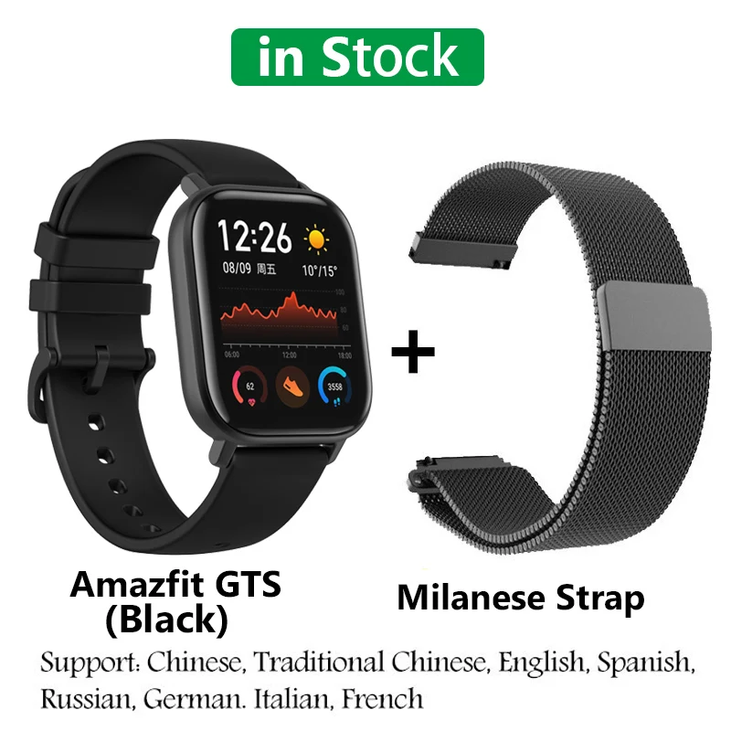 Black-strap Глобальная версия Huami Amazfit GTS Смарт-часы gps 5ATM водонепроницаемые Смарт-часы здоровье Пульс AMOLED 12 спортивные часы для xiaomi IOS - Цвет: Black-strap