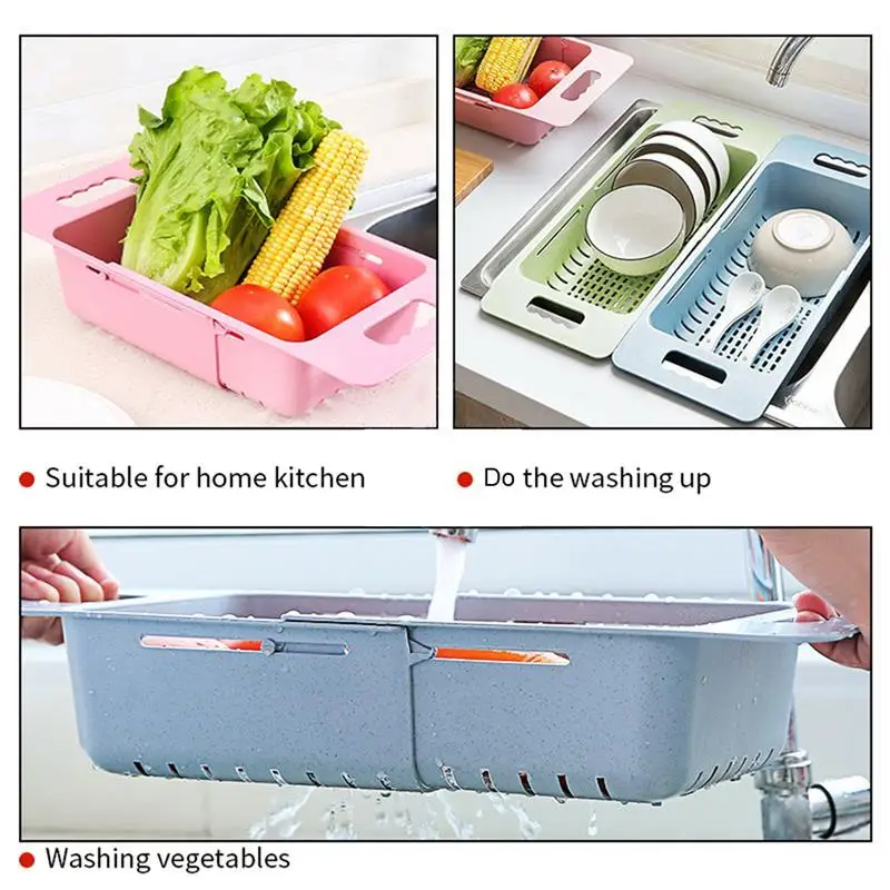 Collapsible Kitchen Colander Fruit Vegetable Strainer Drainer Washing Basket Plastic Drain Vegatable Basket Food Drainer Tools