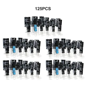 

1uF-2200uF 25V/50V 25 Values x 5Pcs Total 125 Pcs Electrolytic Capacitors Assortment Kit Assorted Set