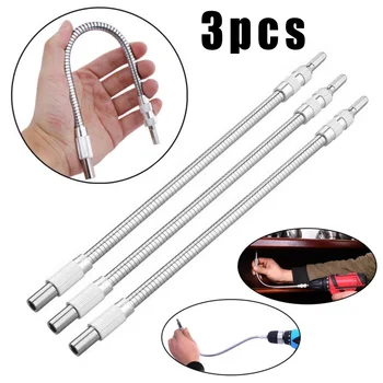 

3Pcs 300mm Flexible Flexi 1/4in Hex Screwdriver Extension Bar Drill Driver Shaft High Hardness Bit Holder Fits All Driver Bits