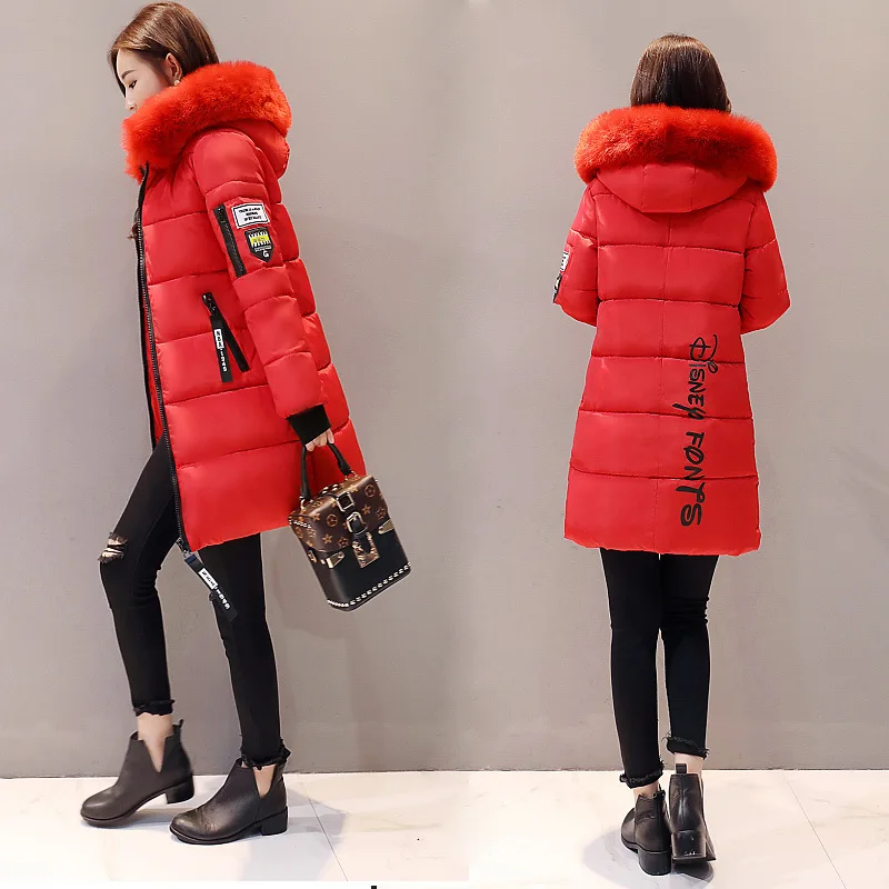 

Photo Shoot Autumn And Winter New Style down Jacket Women's Medium-length Thick Korean-style Slim Fit Fur Collar Hooded Zipper F