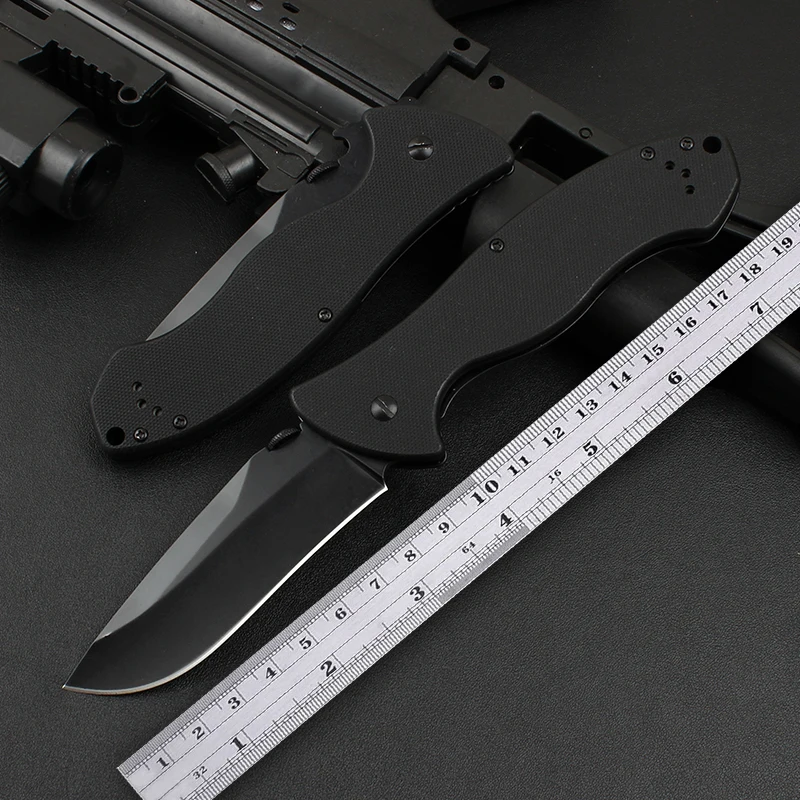 

6045BLK Black Folding Knife G10 Handles Blades Steel Outdoor Camping Tactical Hunting Pocket Kitchen Tool Knives EDC Knife