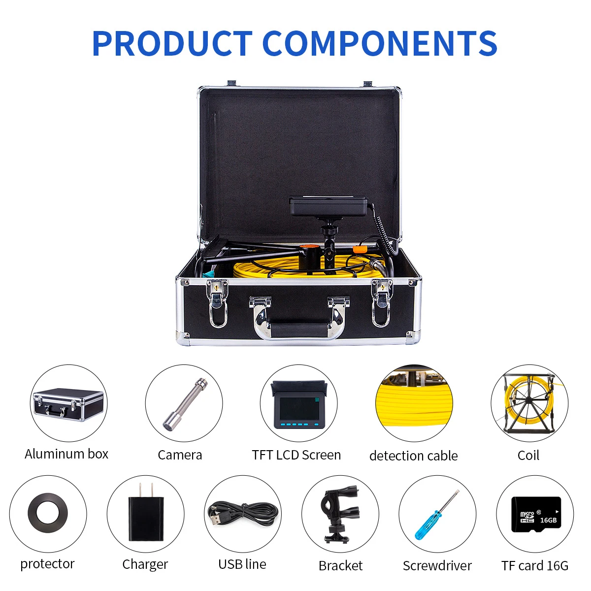 portable cctv camera 8500mAh Battery Capacity HD DVR Pipeline Camera 16GB Card  SYANSPAN IP68 Industrial Drain Sewer Pipe Inspection Camera Endoscope home camera