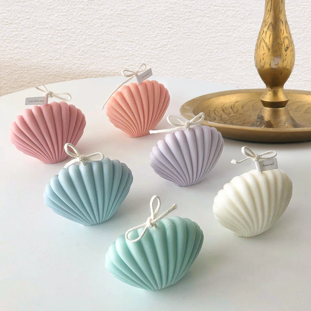 5.5 cm Small Scented Candle Making Mold Seashell Plastic Mould Scallop Shell Aromatherapy Moulds Handmade Soap Mold Clay Craft Kit DIY 3D Shell Candle Mold 9.5