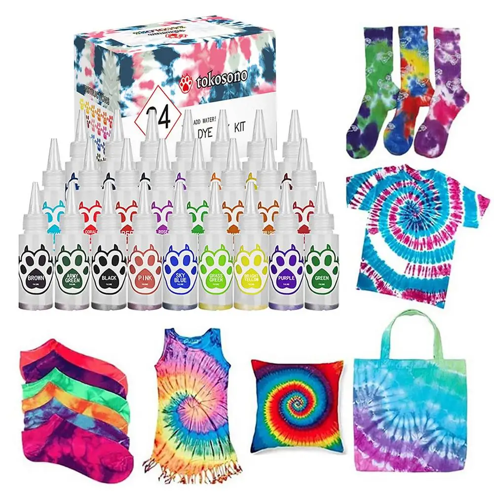 ESSORT TIE DYE Kit, Set di Colori per Tessuto Tessuto Tessile Pitture Tie  (Q3A) EUR 14,07 - PicClick IT