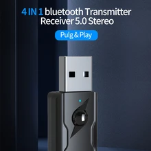 Trasmettitore portatile Bluetooth 5.0 4-In-1 ricevitore Bluetooth 5.0 nero trasmettitore ricevitore adattatore Bluetooth USB per auto wireless