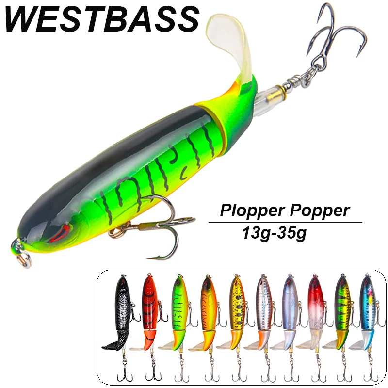 

WESTBASS 1PX Whopper Pencil 13g-35g Floating Fishing Lure Shore Casting Plopper Wobbler Soft Rotating Tail Bait Swimbait Pesca