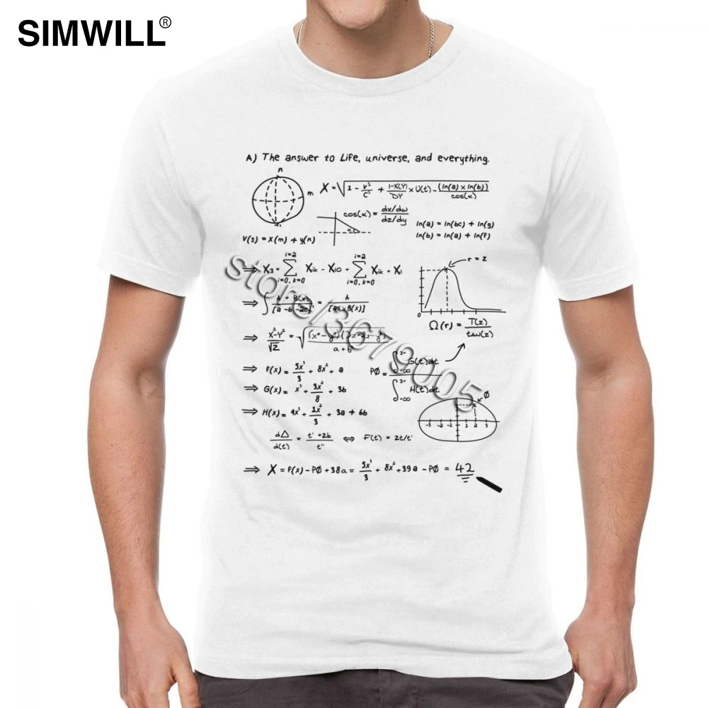 Новое поступление, модная мужская футболка из чистого хлопка с надписью «значение жизни», математические футболки с коротким рукавом и вырезом лодочкой, математическая Повседневная футболка - Цвет: Белый