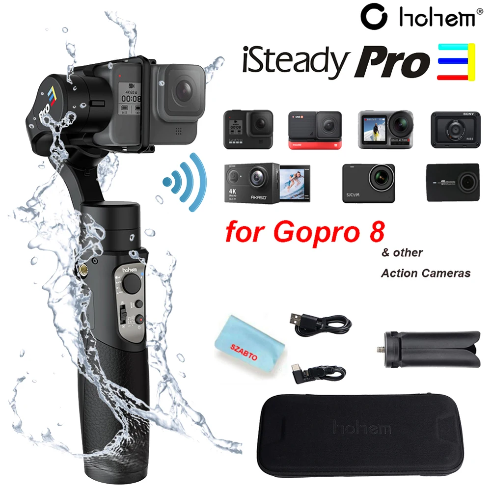 YI 3-Axis Splash Proof Gimbal Stabilizer for GoPro Hohem iSteady Pro 2 DJI OSMO Action Camera Sony RX0 APP Control for Gopro Hero 7 Black SJCAM GoPro Gimbal with Tripod 