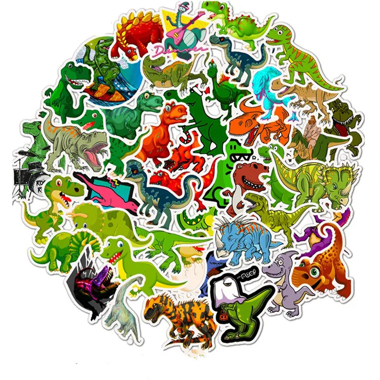 

50Pcs Sticker Child Cartoon Anime Dinosaur Series Stickers for Notebook PC Skateboard Bicycle Car Moto DIY Waterproof Toy Gift