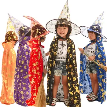 

Children Pumpkin Witch Cloak Cape Hat Set Halloween Cosplay Costume Halloween Costume Child Cape Grim Reaper Cloak Party Supply
