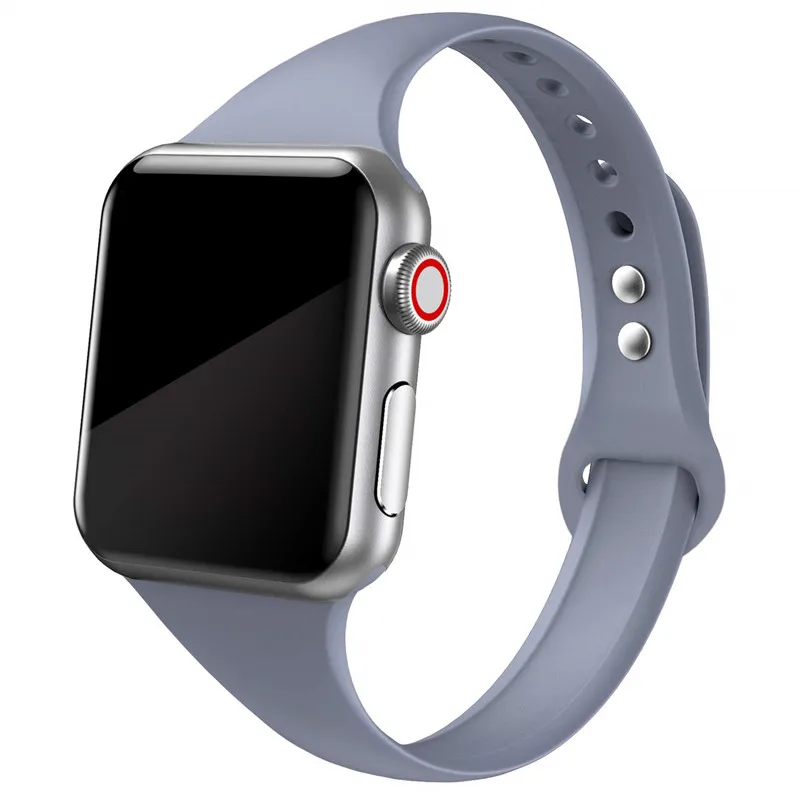 Тонкий ремешок для Apple watch 5 ремешок 44 мм 40 мм iWatch ремешок 38 мм 42 мм спортивный силиконовый браслет ремешок для Apple watch 4/3/2/1 38 - Цвет ремешка: Veiled grass ash 10