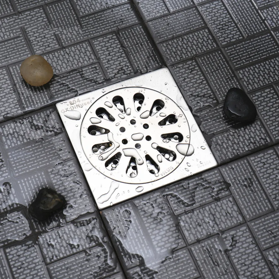 Desagüe de ducha de baño de acero inoxidable drenaje de piso lineal cuadrado balcón baldosa drenaje de suelo Desagüe de residuos ducha escurridor tapón de baño