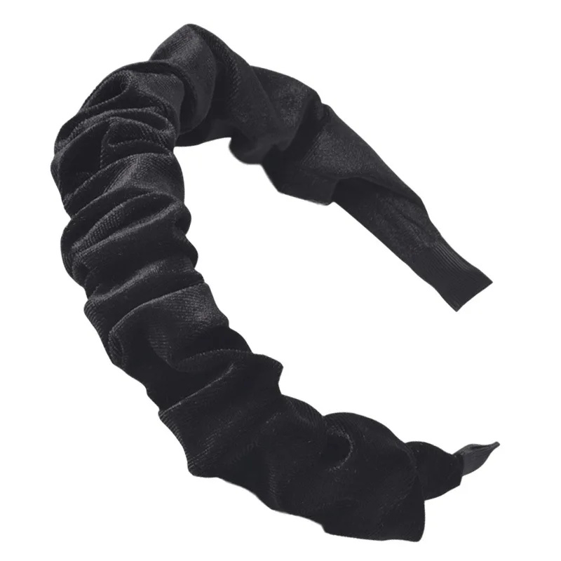 Xugar однотонные Цвет бархатная повязка на голову для Для женщин с рюшами и повязка на голову, Для женщин аксессуары для волос осень ободок повязка для головы группа