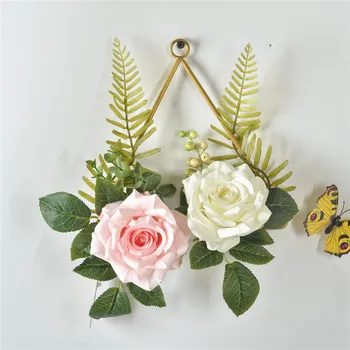 

Cilected Floral Hoop Wreath Door Decoration Geometric Metal Frame With Artificial Flower Wall Hanging Wedding Party Wall Décor
