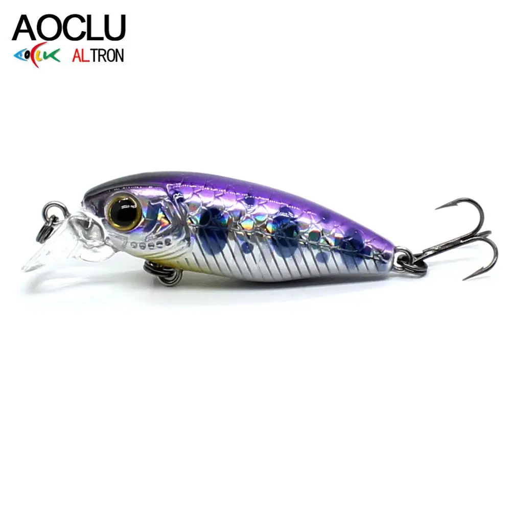 Aoclu Mini Wobbler Jerkbait 37Mm 2.3G Diving 0.5M Hardbait Small Minnow Fishing Lure Bass Fresh Salt Water Beach Vmc Hook Tackle