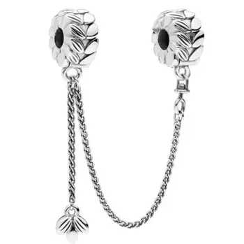 

Authentic 925 Sterling Silver Bead Charm Vintage Grains Of Energy Safety Chain Bead Fit Pandora Bracelet & Necklace Diy Jewelry