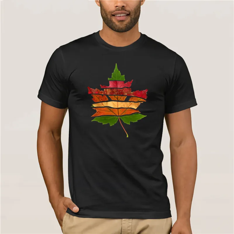 

2020 Fashion T shirtLayered Tree Leaf Top s est Simple Print Canada Maple Leaf Wedding Tshirt RoundMen Tshirt