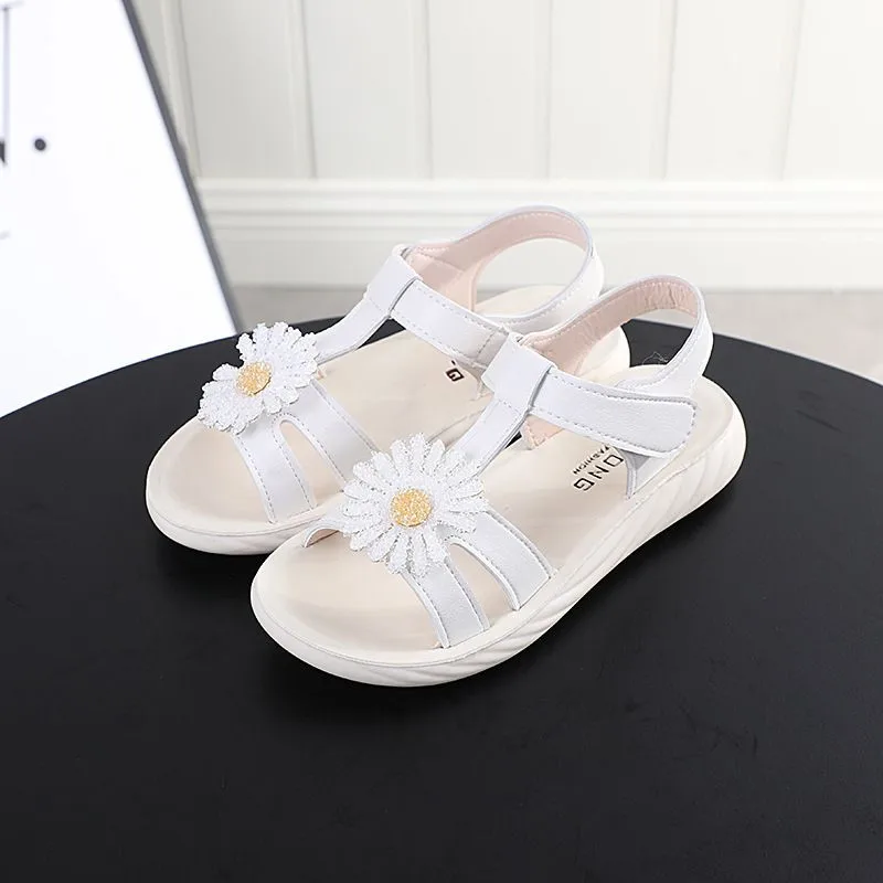 

2020 new summer girls princess shoes Flat Heel sandals Female Princess Baby Sandals Teenage girls Flower Fashion princess shoes