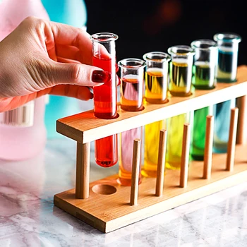 

6 Pcs Test Tube Cocktail Glass Rack Set KTV Night Club Bar Nightclub Home Party Shot Glass Tipsy Molecular Gastronomy Wine Cup