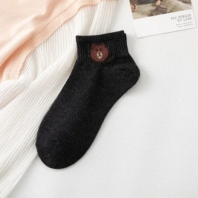 Новые весенние и летние носки оптом чистый красный медведь носки все хлопковые носки-лодочки женские носки - Цвет: W012