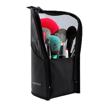 

Zipper Cosmetic Make Up Tool Storage Case Black Travel Makeup Brush Bag Empty Organizer Pouch Pocket Holder Kit Mesh Practical
