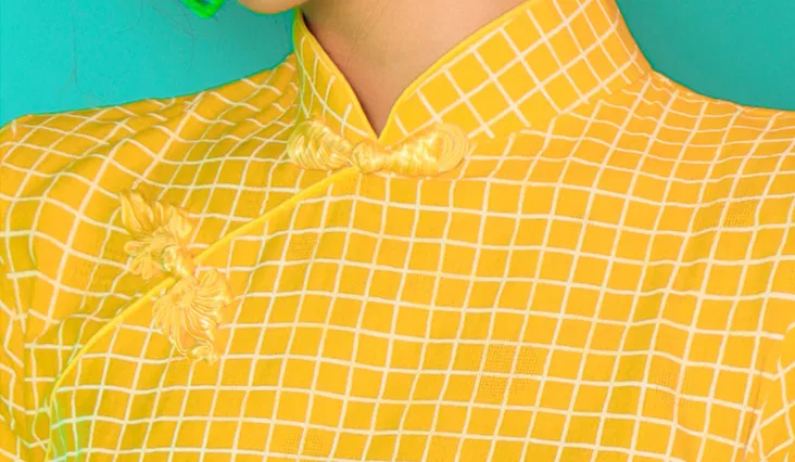 SWEETXUE новые винтажные миди платья летние женские Cheongsam модифицированные хлопковые желтые клетчатые вечерние платья