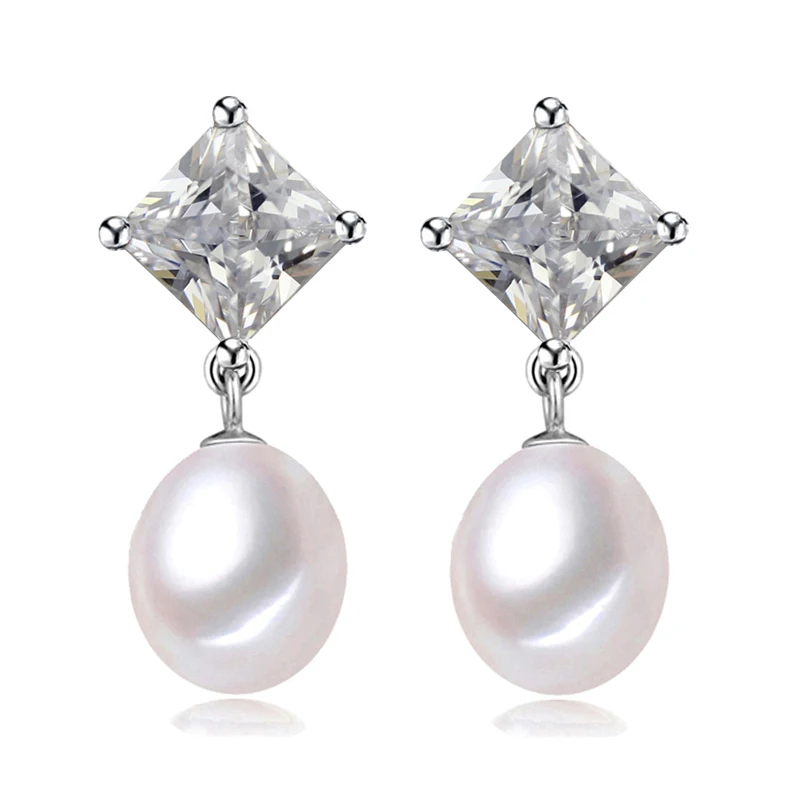white pearl earring 925 Sterling Silver Earrings For Women,real Natural Freshwater Grey Pearl Earrings Birthday Gift - Цвет камня: white pearl earring