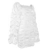Curve Enhancing White Silk Ruched Mini Dress Kyliejenner Extended Ruched Sleeves Dress with Wrist Slit Opening 4