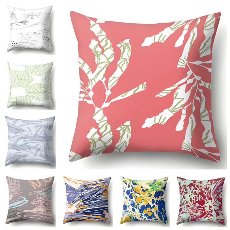 

Cojines Decorativos Para Sofa Cushion Cover Pillow Geometric Marble Polyester Pillowcase Home Decoration Decor