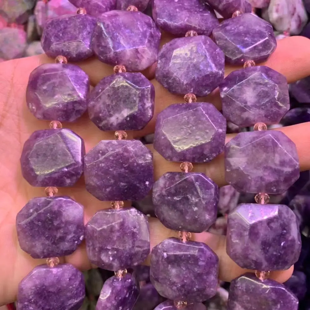 

natural lepidolite stone beads natural gem stone beads DIY loose beads for jewelry making strand 15" wholesale